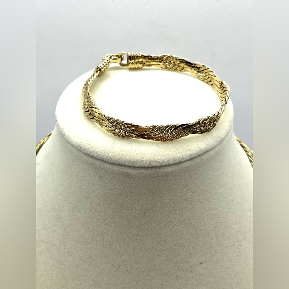 Chunky Statement Necklace and Bracelet SET Gold Tone Interlocking Links Unisex - Picture 3 of 10